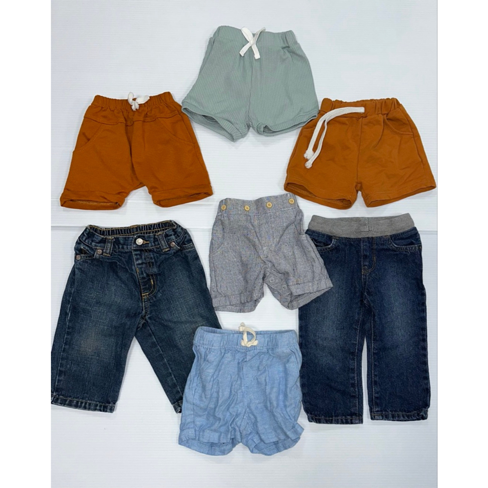 Lot of 7 Assorted Baby Boy Bundle 5 Shorts 2 pants Various Sizes